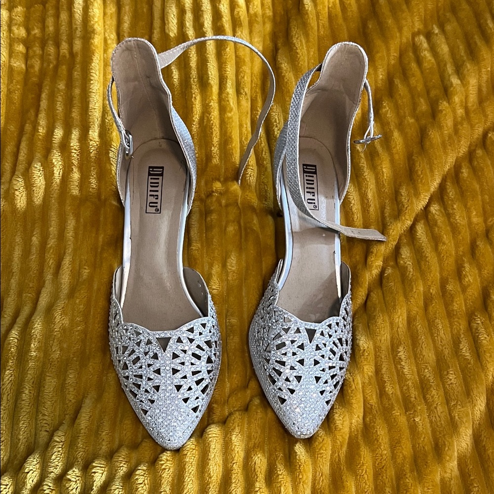 Dune London Silver Sparkle Heels